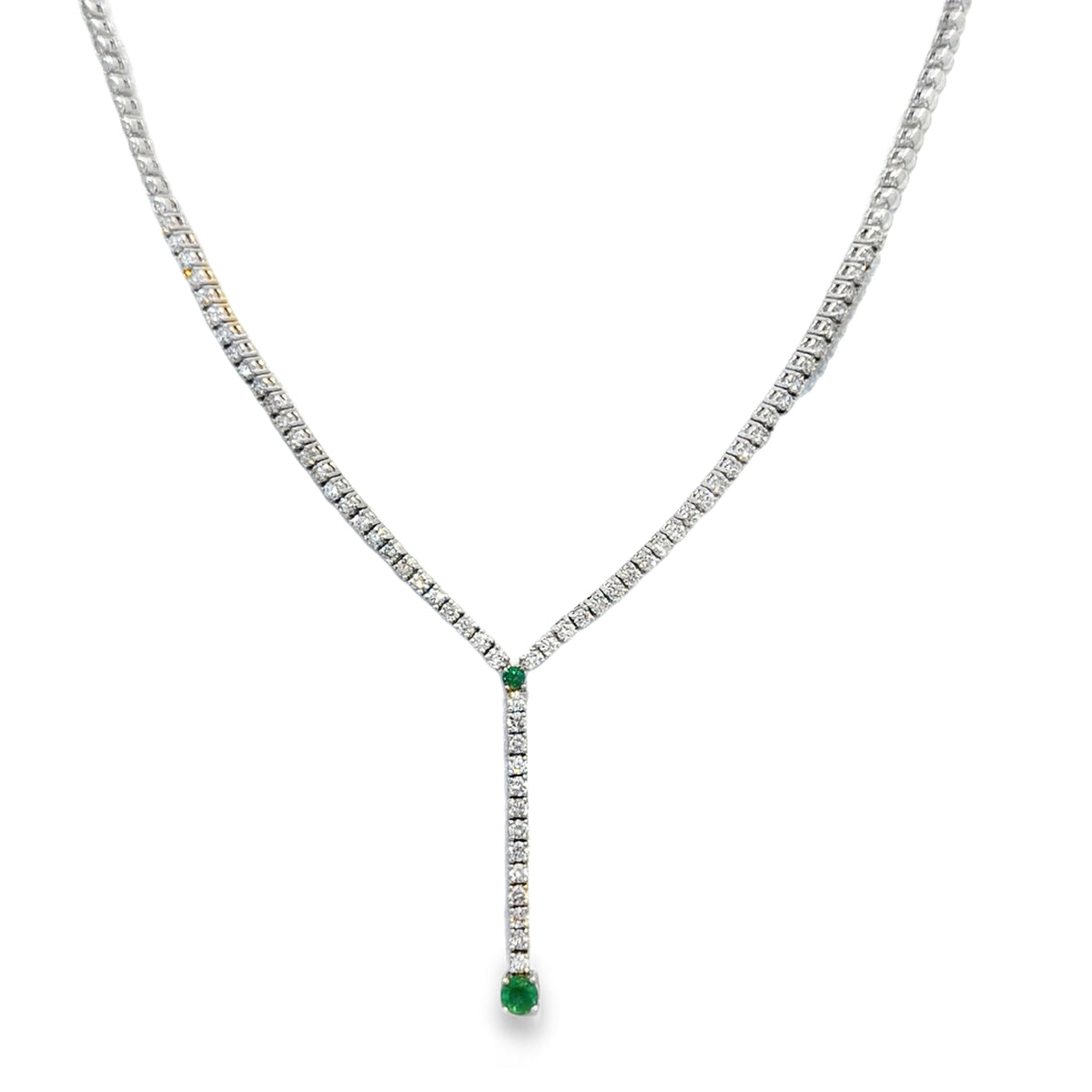 EMERALD AND DIAMOND LARIAT NECKLACE