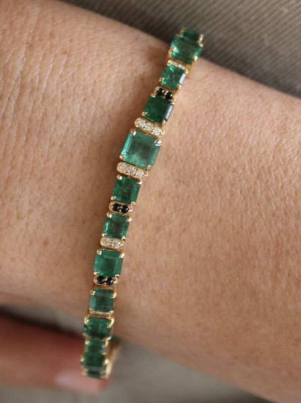 EMERALD AND SPINEL DIAMOND BRACELET