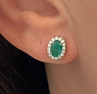 EMERALD OVAL STUDS