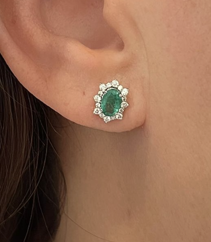 EMERALD OVAL STUDS