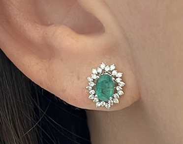 EMERALD OVAL STUDS