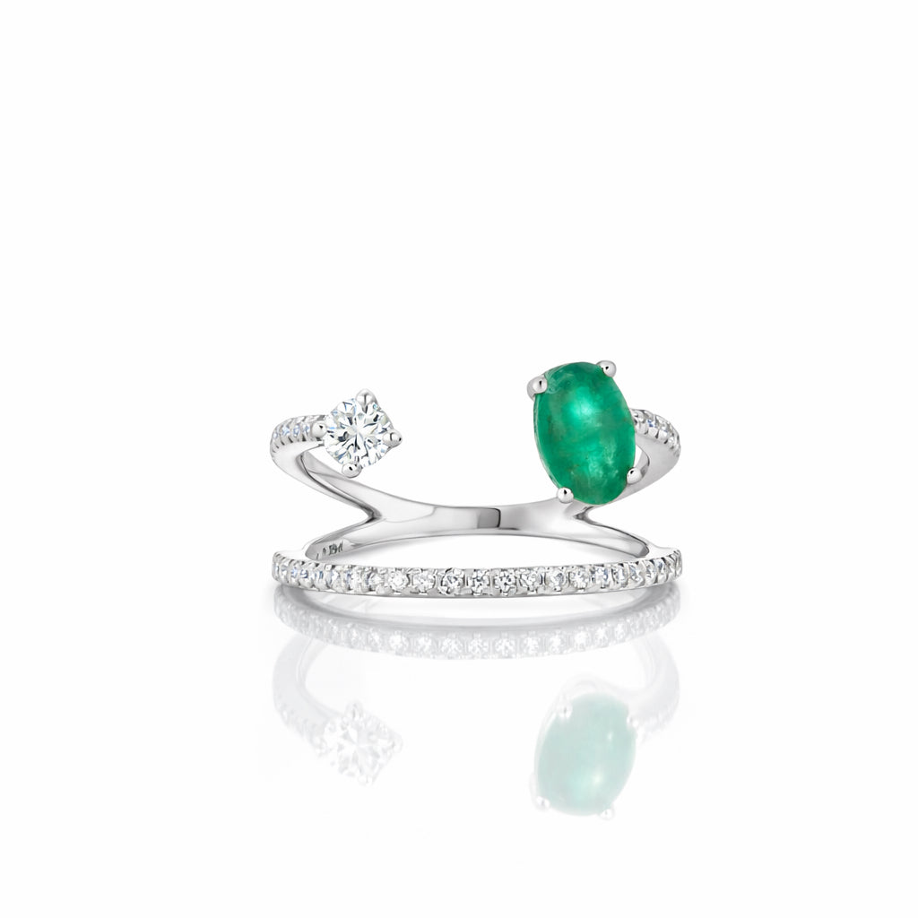 TWO-STONE DOUBLE BAND RING
