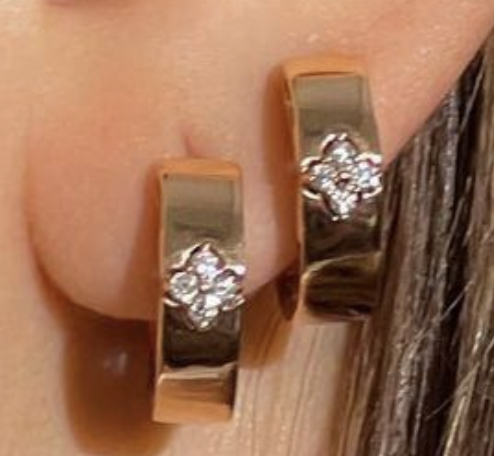 FLOWER DIAMOND HOOPS