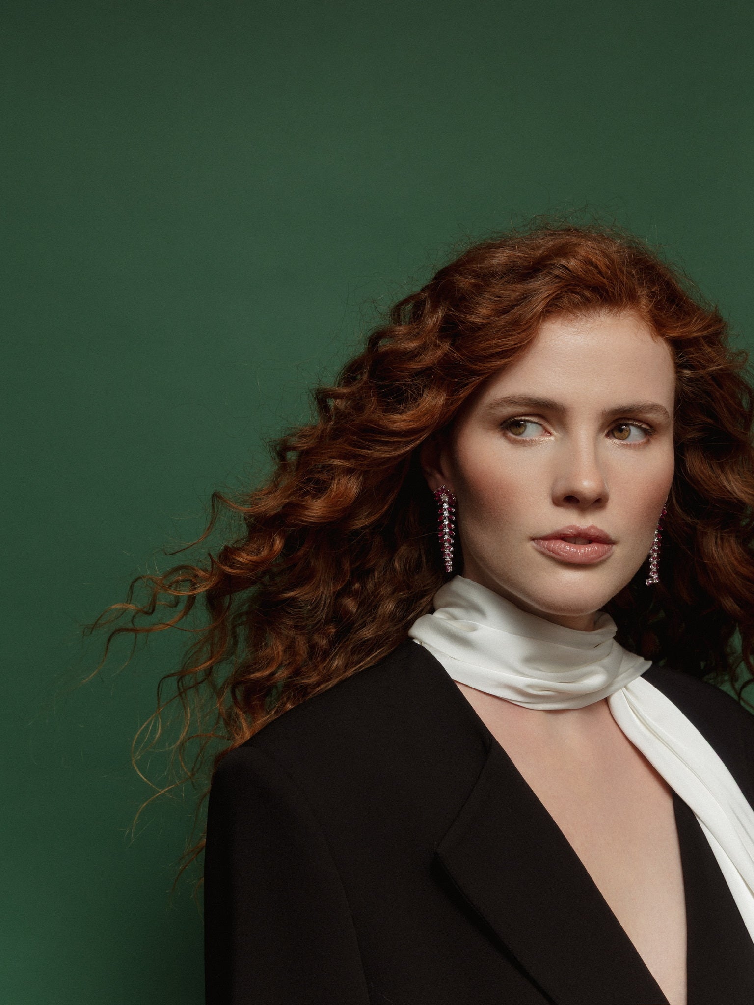 FLOWER RUBY DANGLE EARRINGS