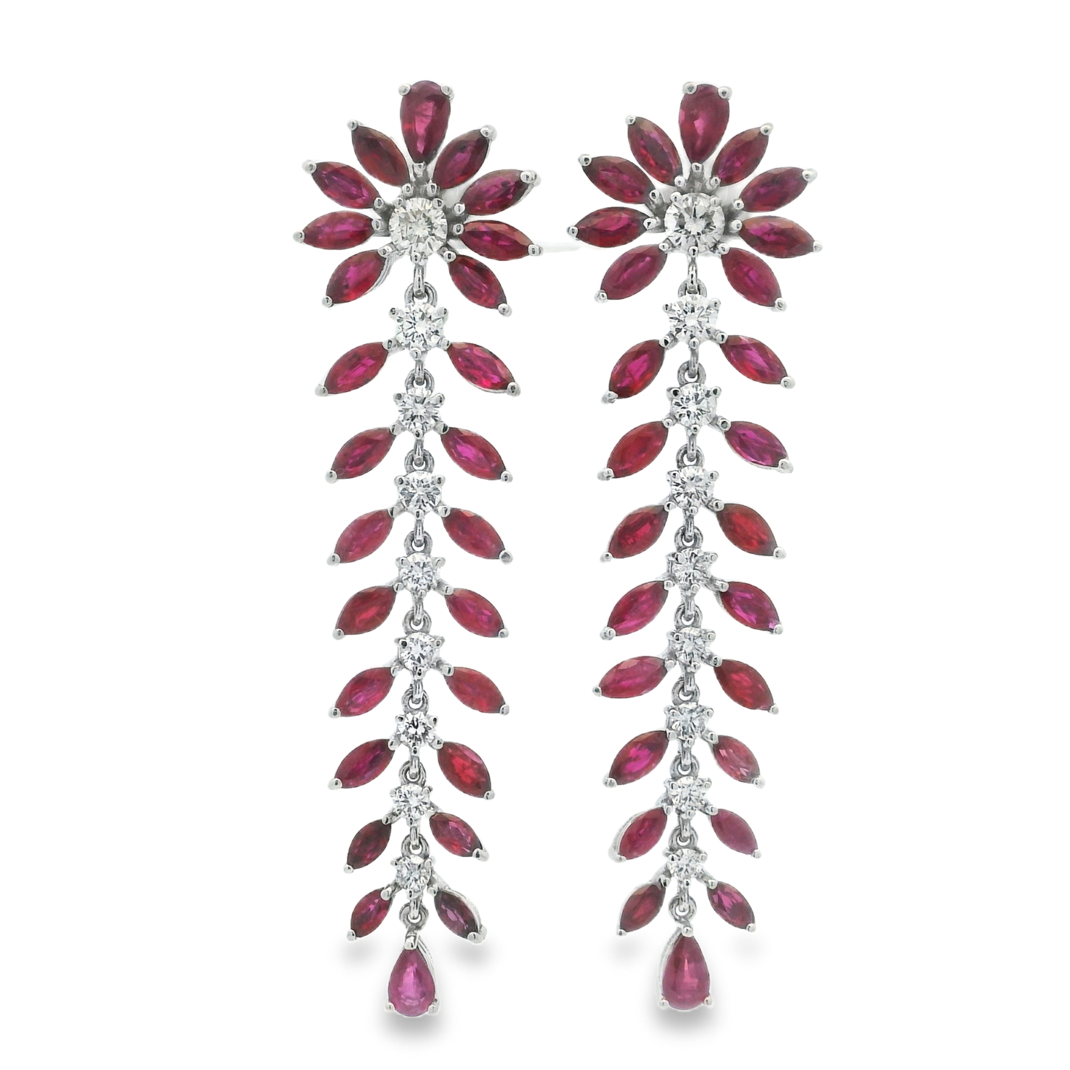 FLOWER RUBY DANGLE EARRINGS