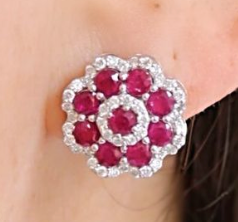 FLOWER RUBY STUDS