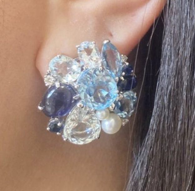 GEMSTONE & PEARL DIAMOND CLUSTERS