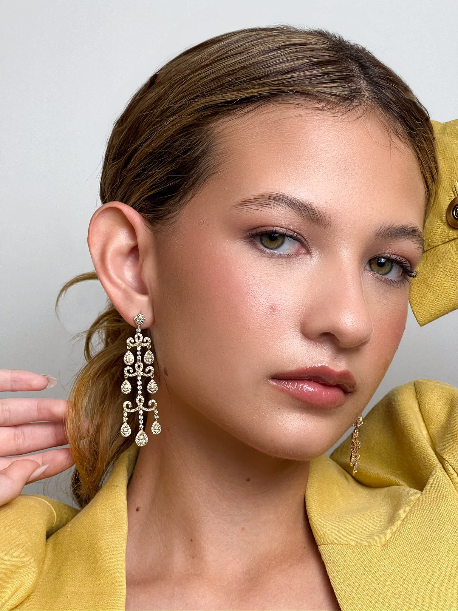 YELLOW DIAMOND CHANDELIER EARRINGS