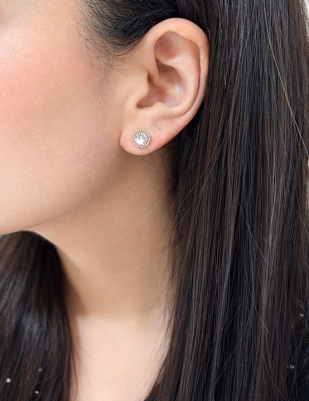 ROSE GOLD MORGANITE STUDS WITH DIAMONDS