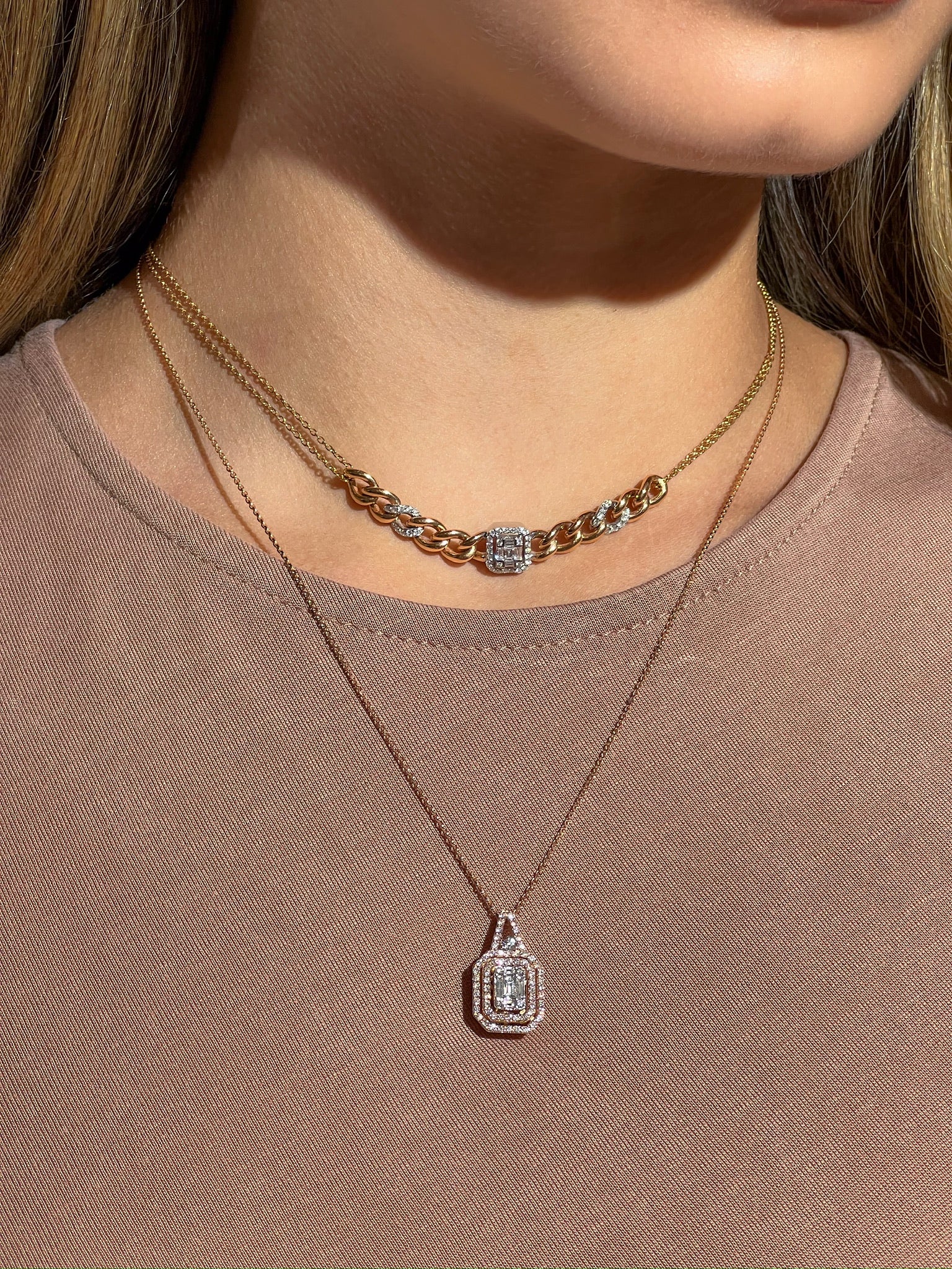 BAGUETTE PENDANT ROSE GOLD
