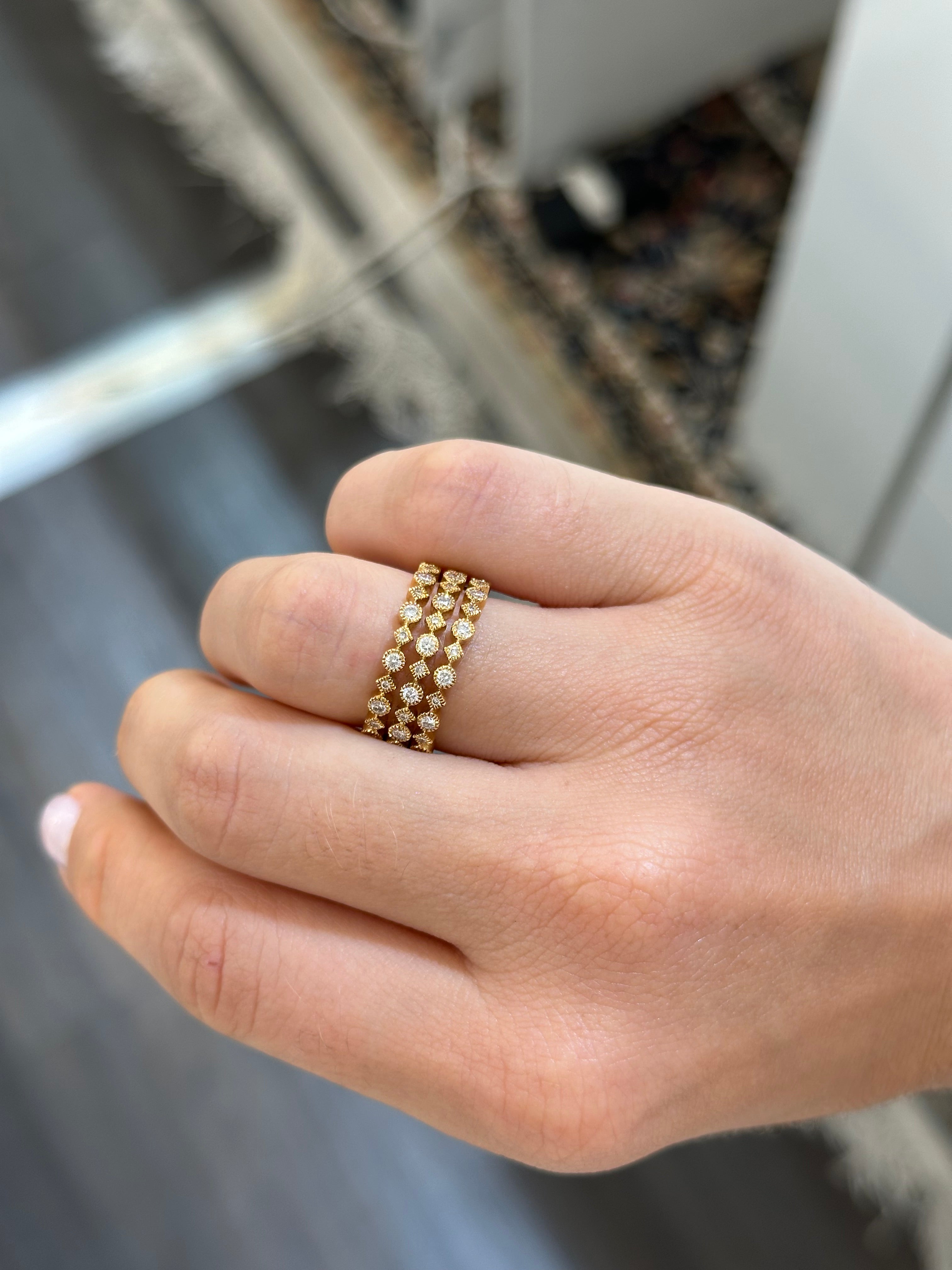 THREE ROW DIAMOND RING