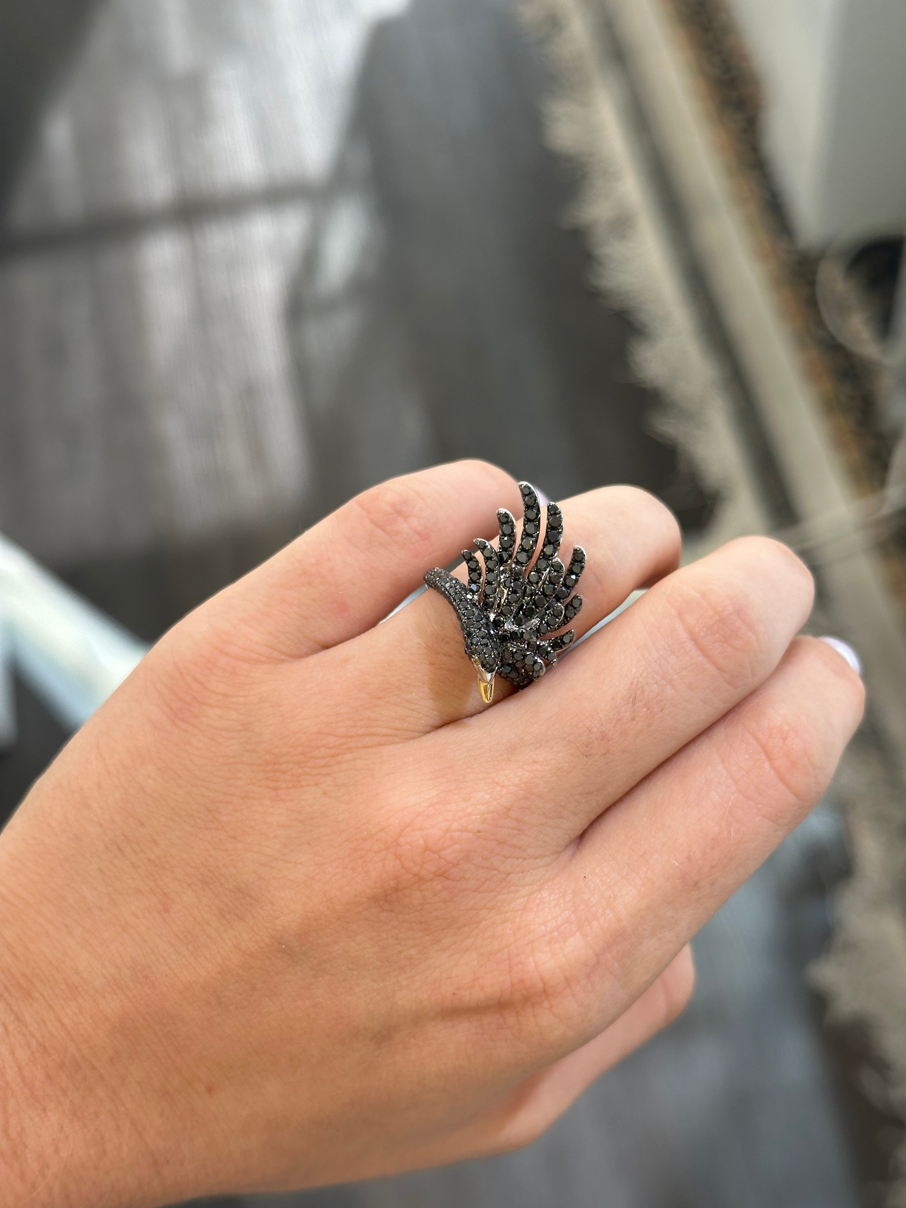 BLACK SWAN COCKTAIL RING