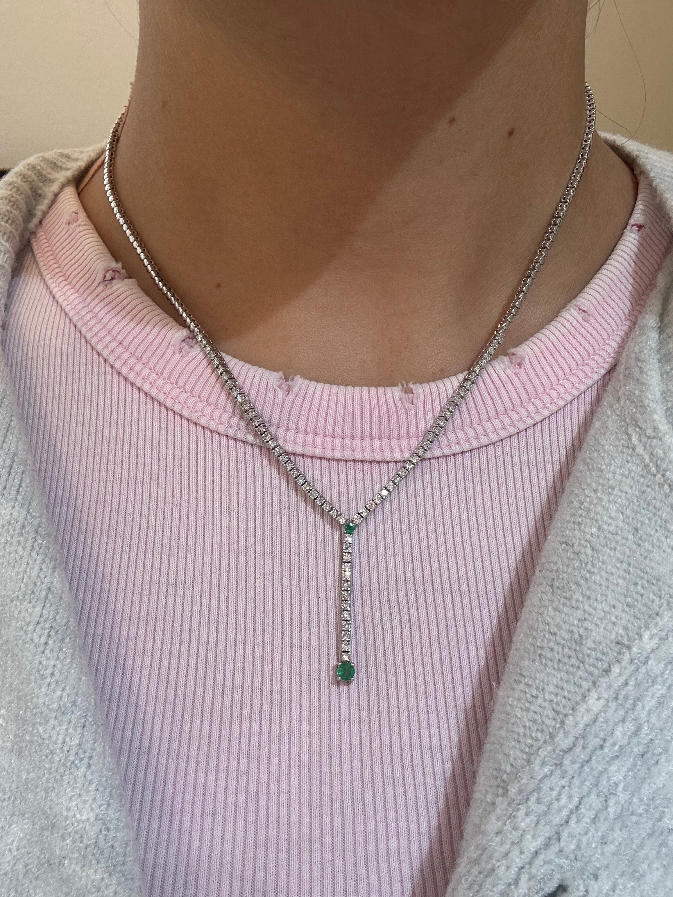 EMERALD AND DIAMOND LARIAT NECKLACE