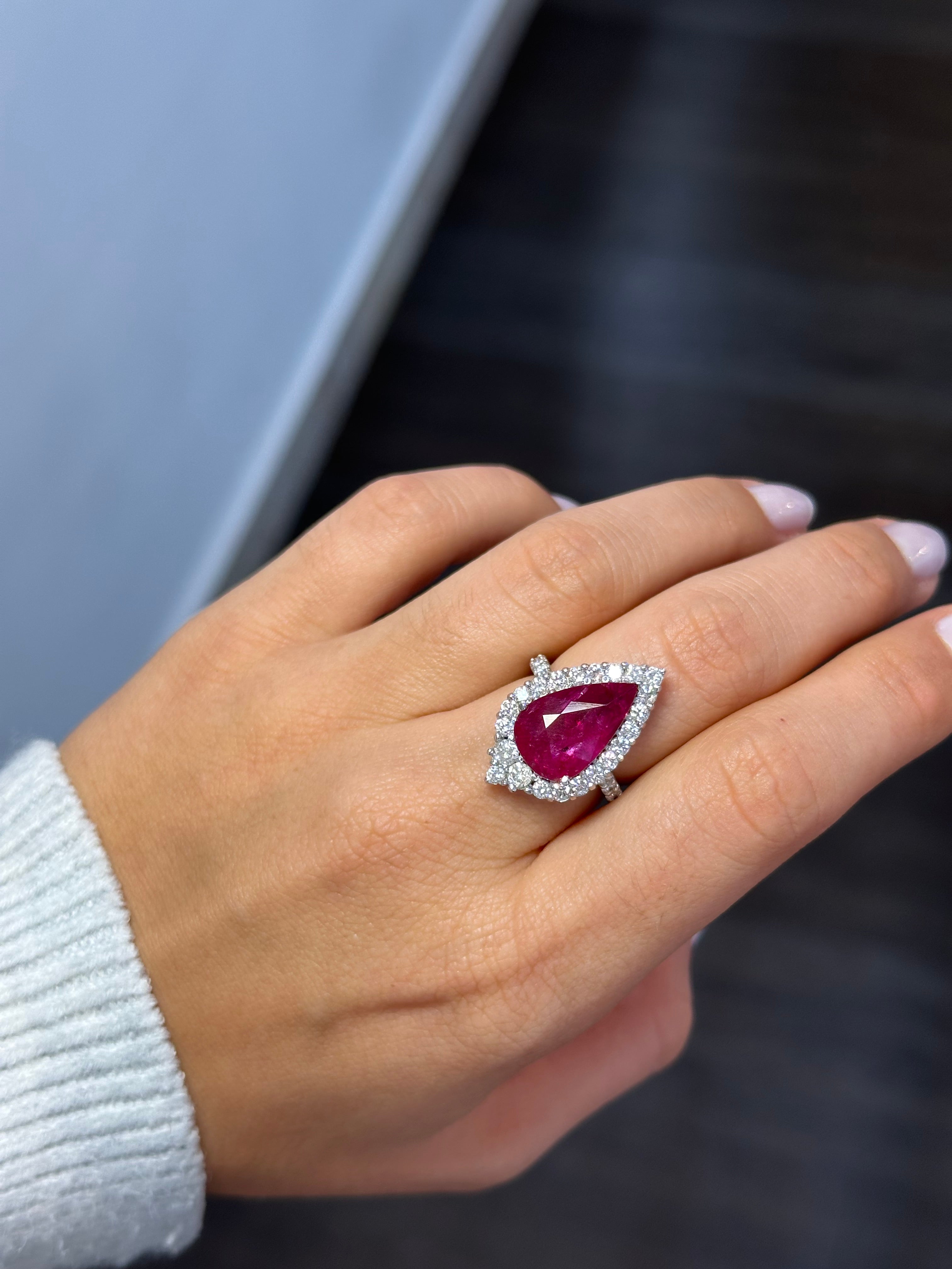 TEAR DROP RUBY RING