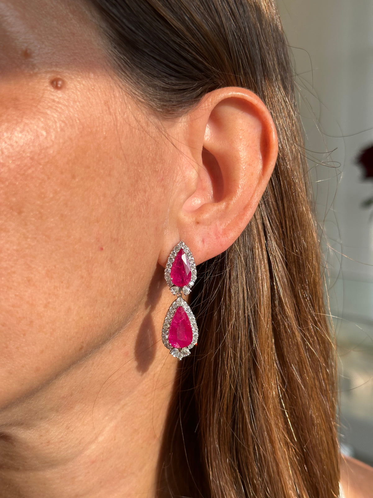 RUBY DROP DANGLE EARRINGS