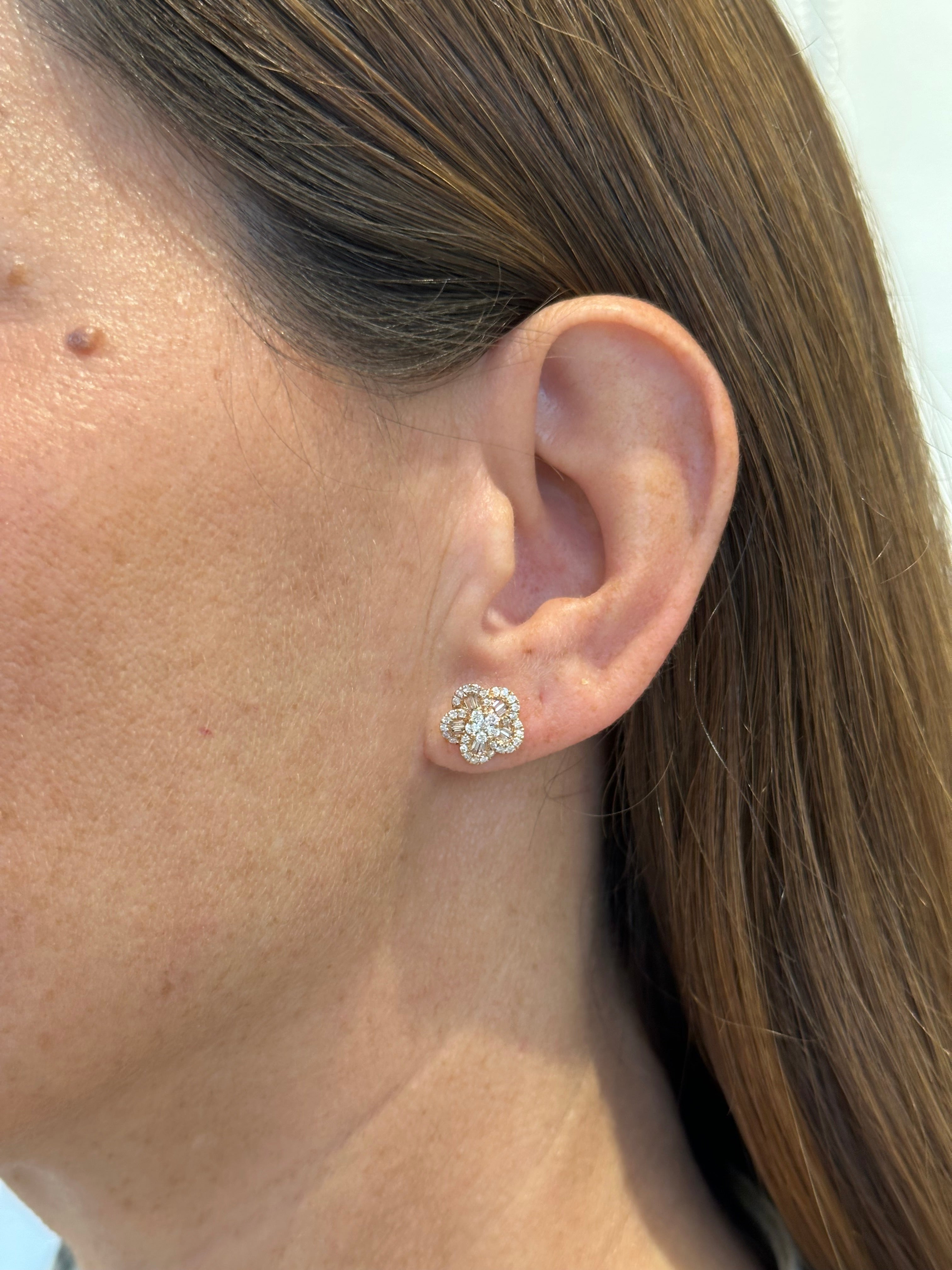 ROSE FLOWER DIAMOND EARRINGS