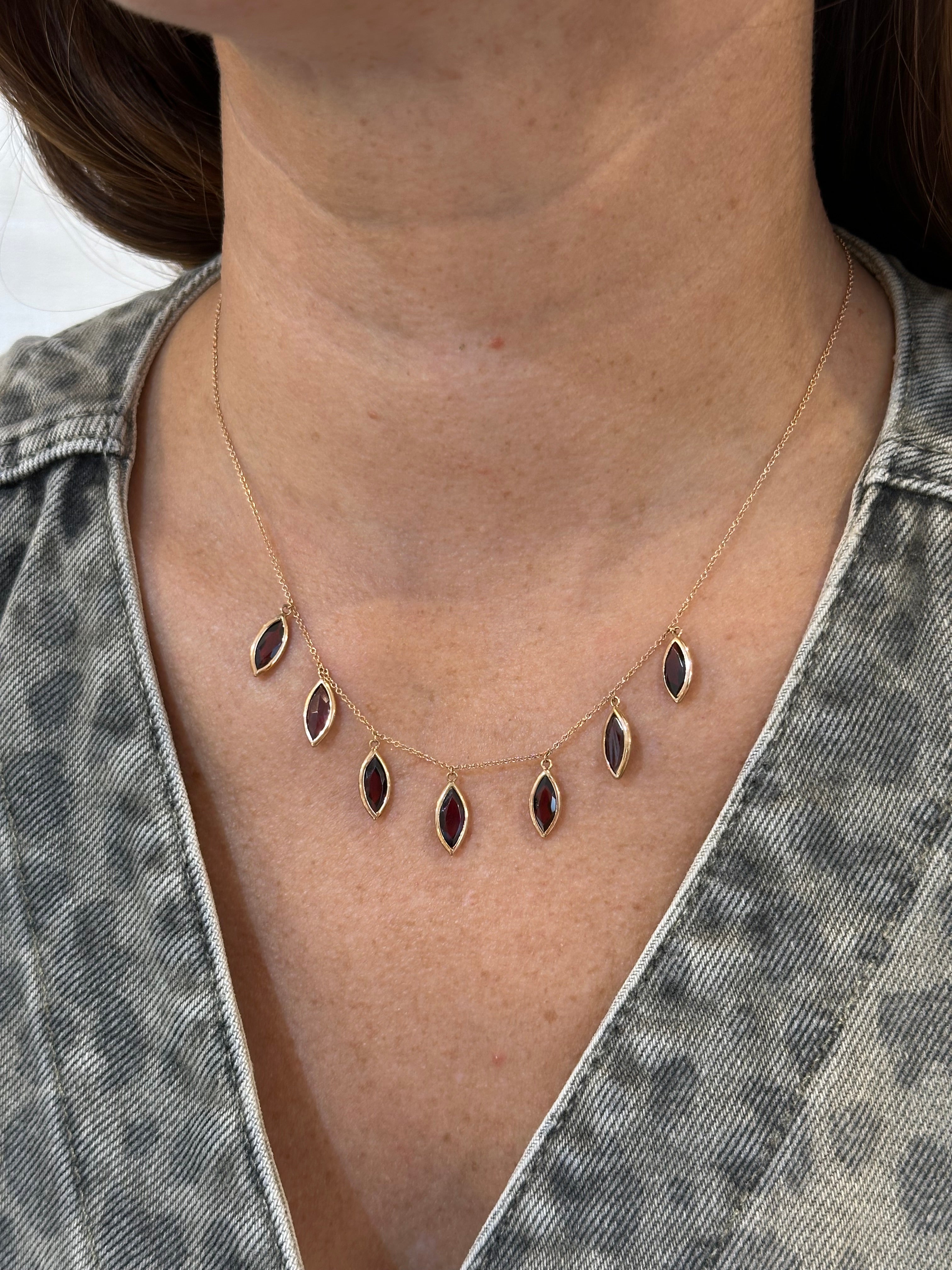 GARNET DROPS CHAIN NECKLACE