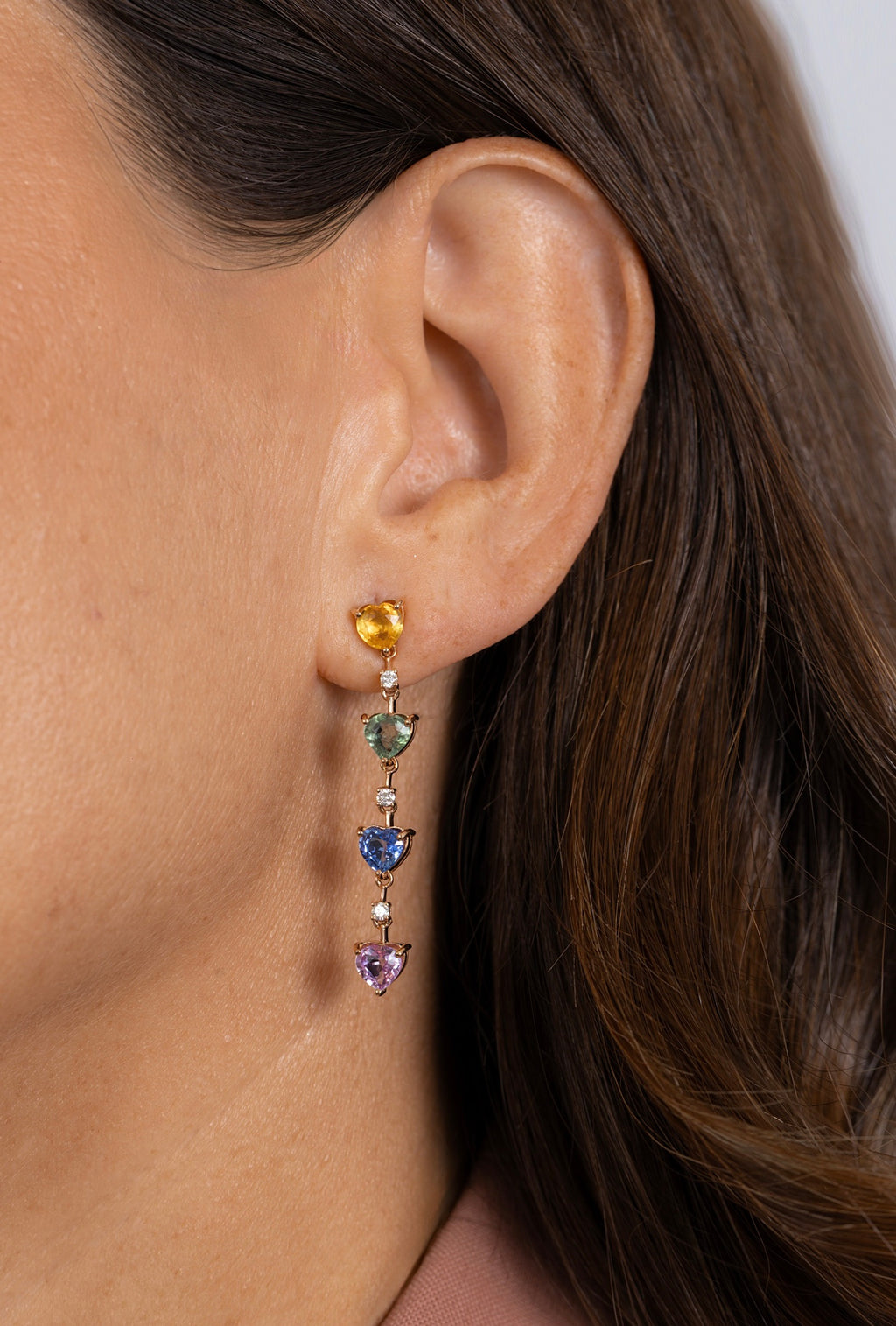 HEART MULTICOLOR SAPPHIRE EARRINGS