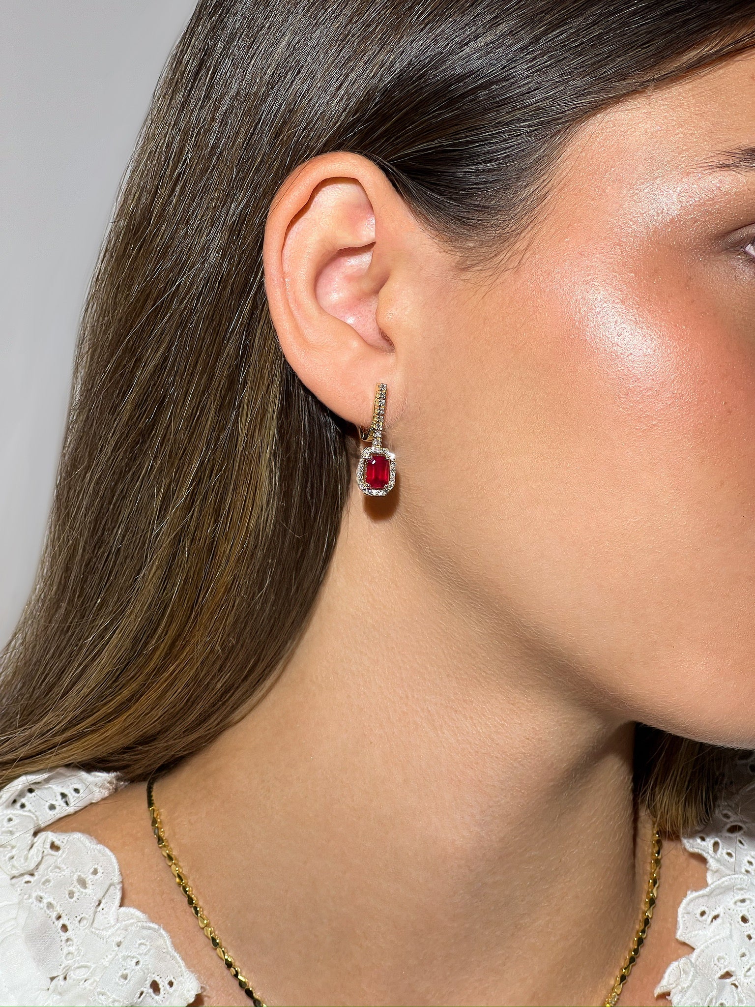 RUBY AND DIAMOND DANGLE EARRINGS