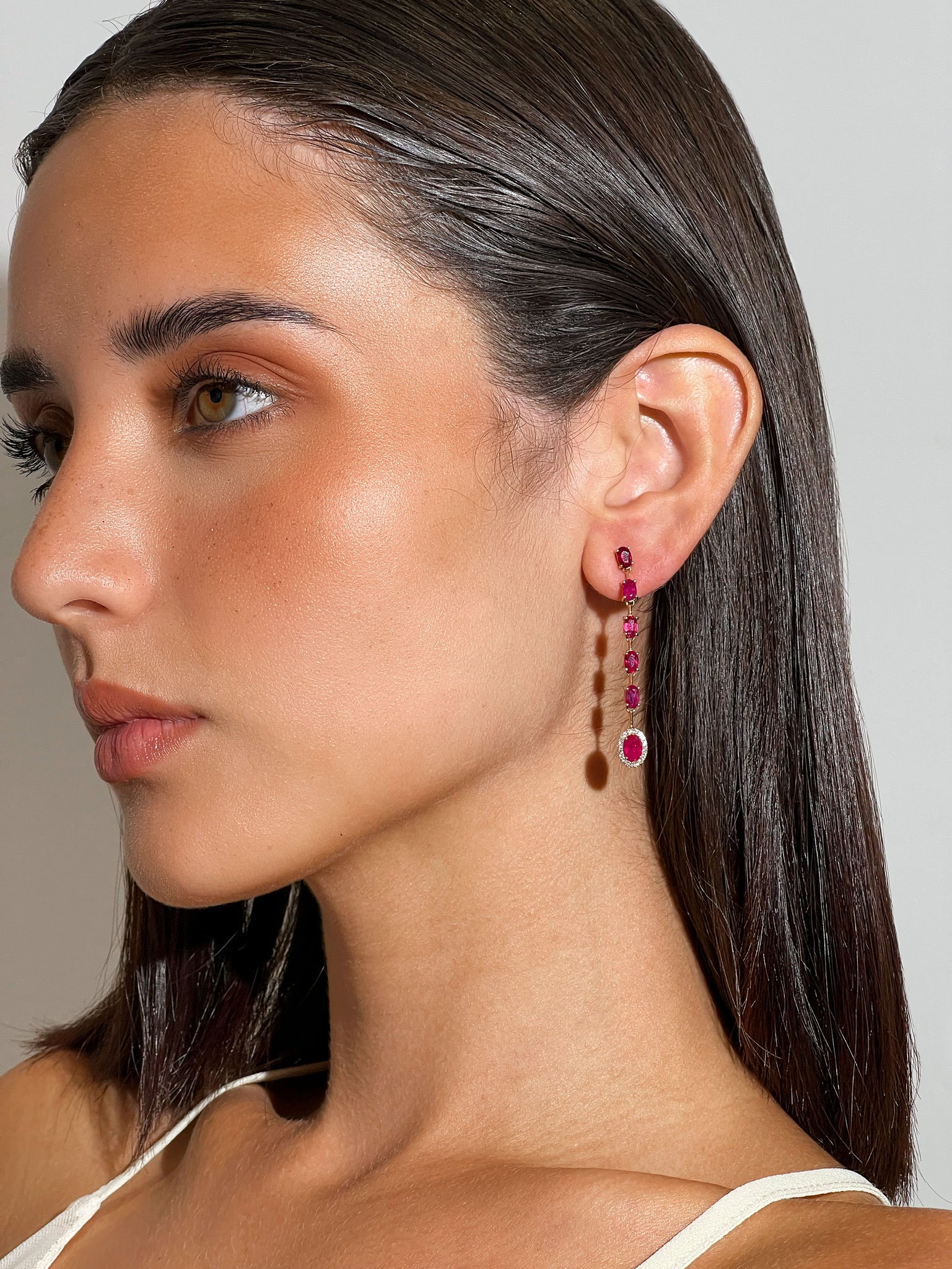 RUBY OVAL DROP EARRINGS