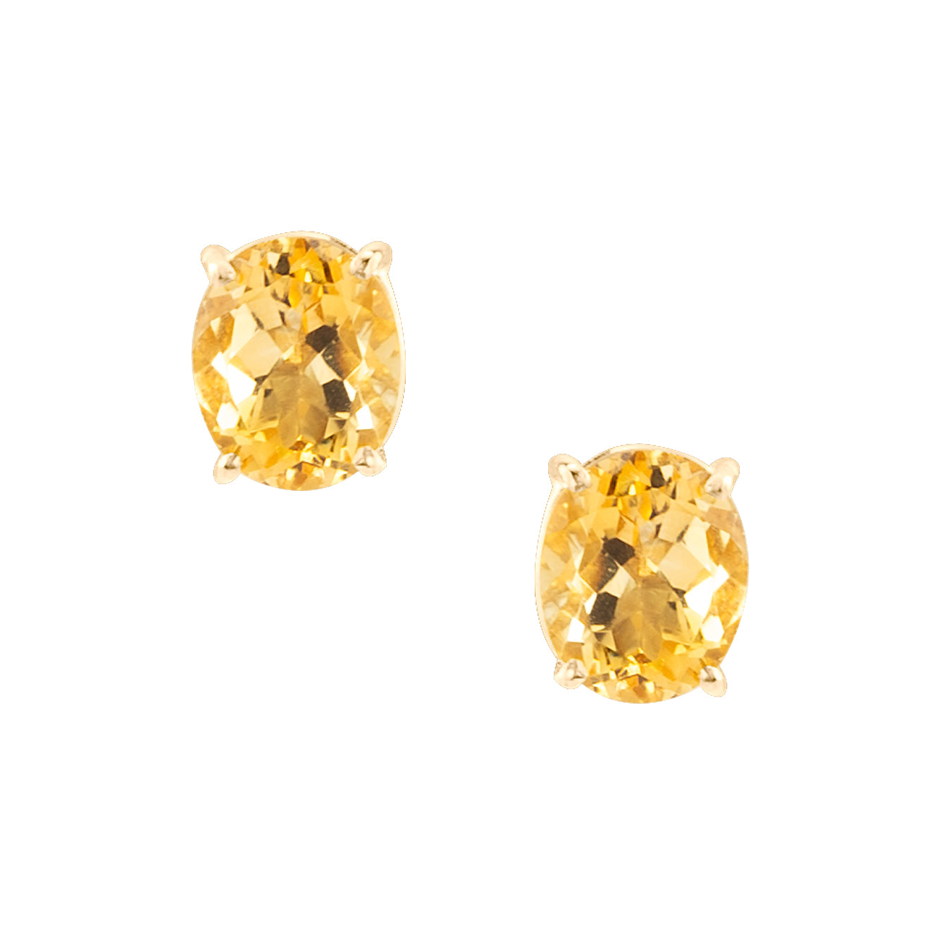 CITRINE OVAL STUDS.