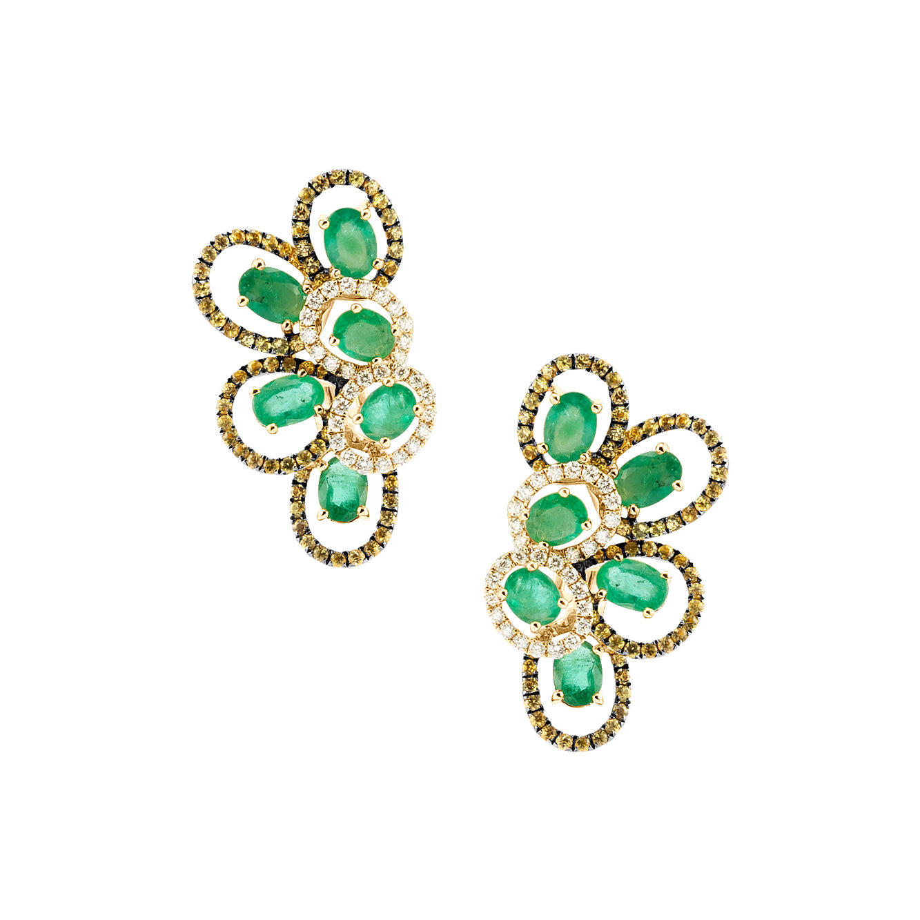 DEMI FLOWER EMERALD EARRINGS