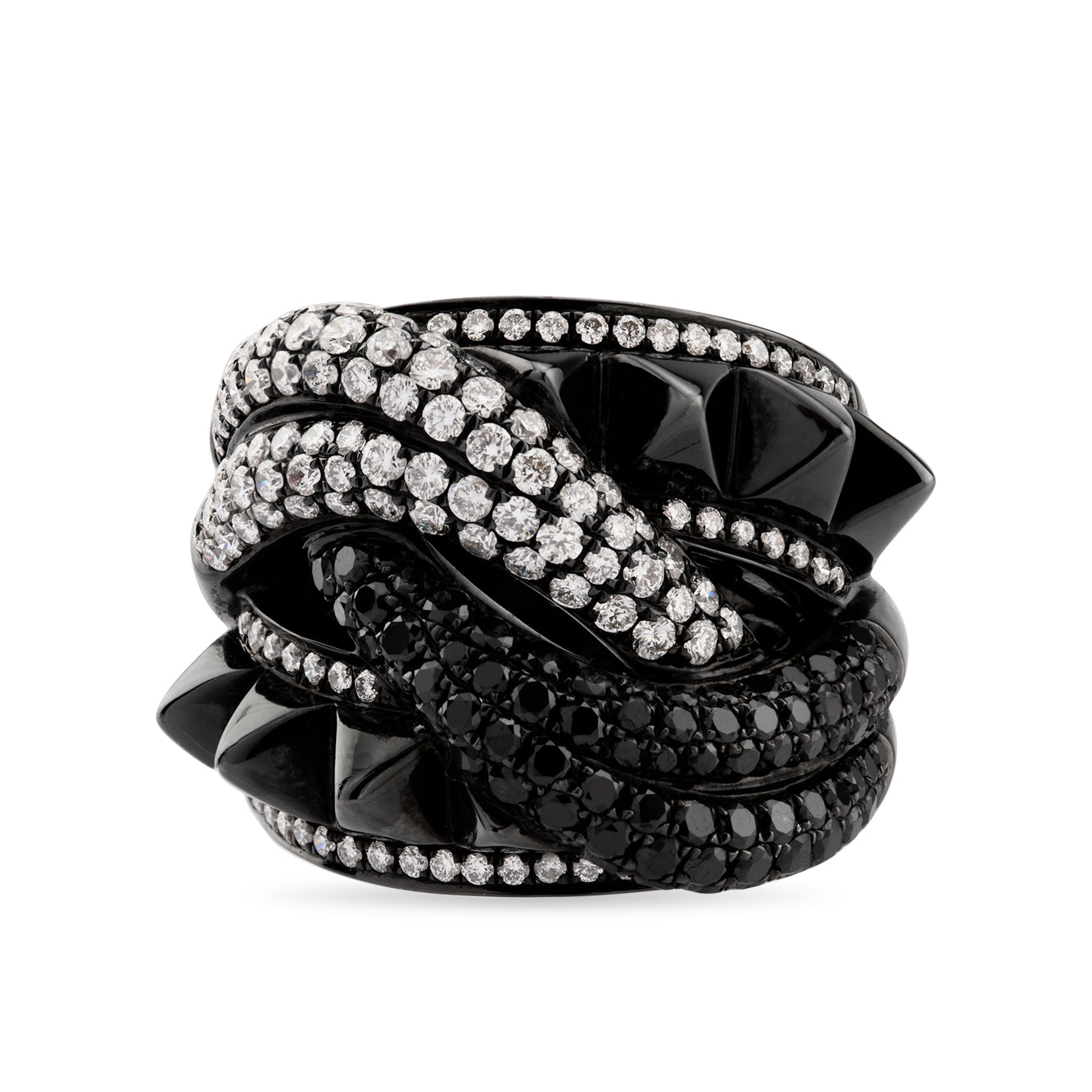 MADONNA BLACK GOLD SPIKES RING