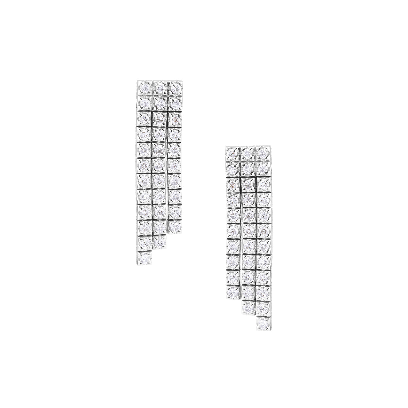 THREE ROW DROP EARRINGS