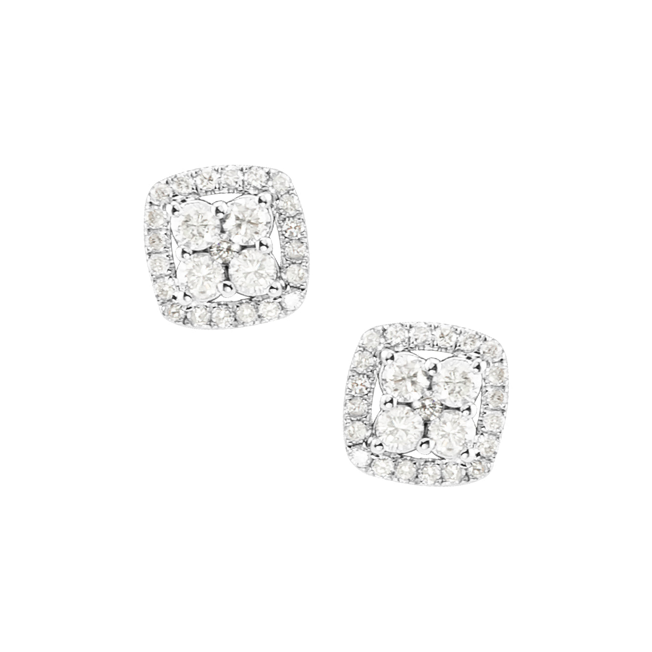 WHITE GOLD AND DIAMOND SQUARE STUDS