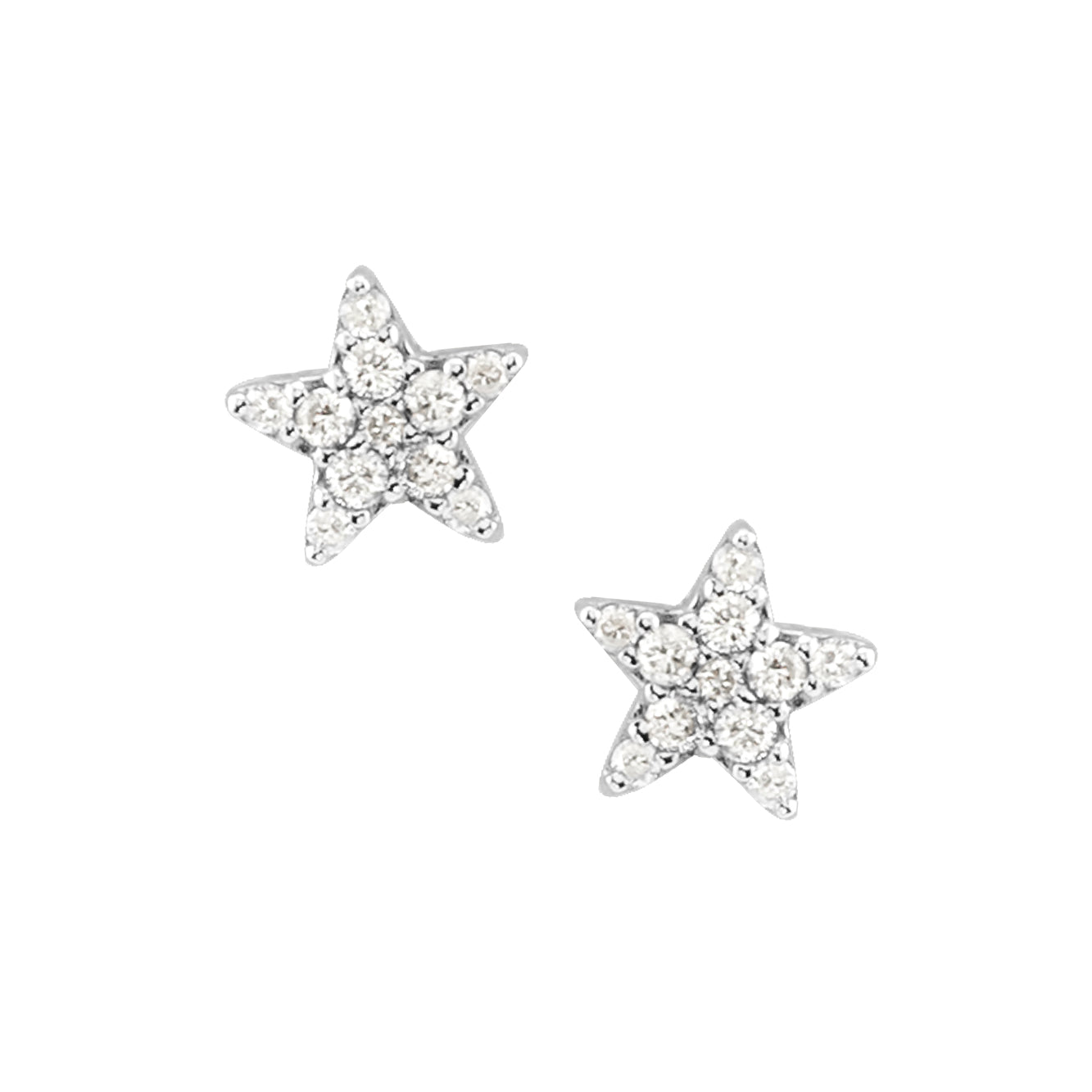 WHITE GOLD AND DIAMOND STAR STUDS