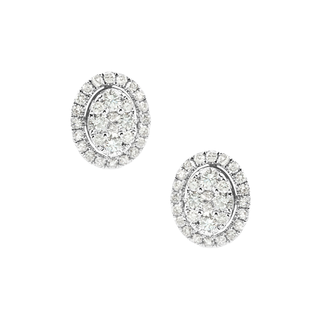 WHITE GOLD AND DIAMOND OVAL SHAPE STUDS