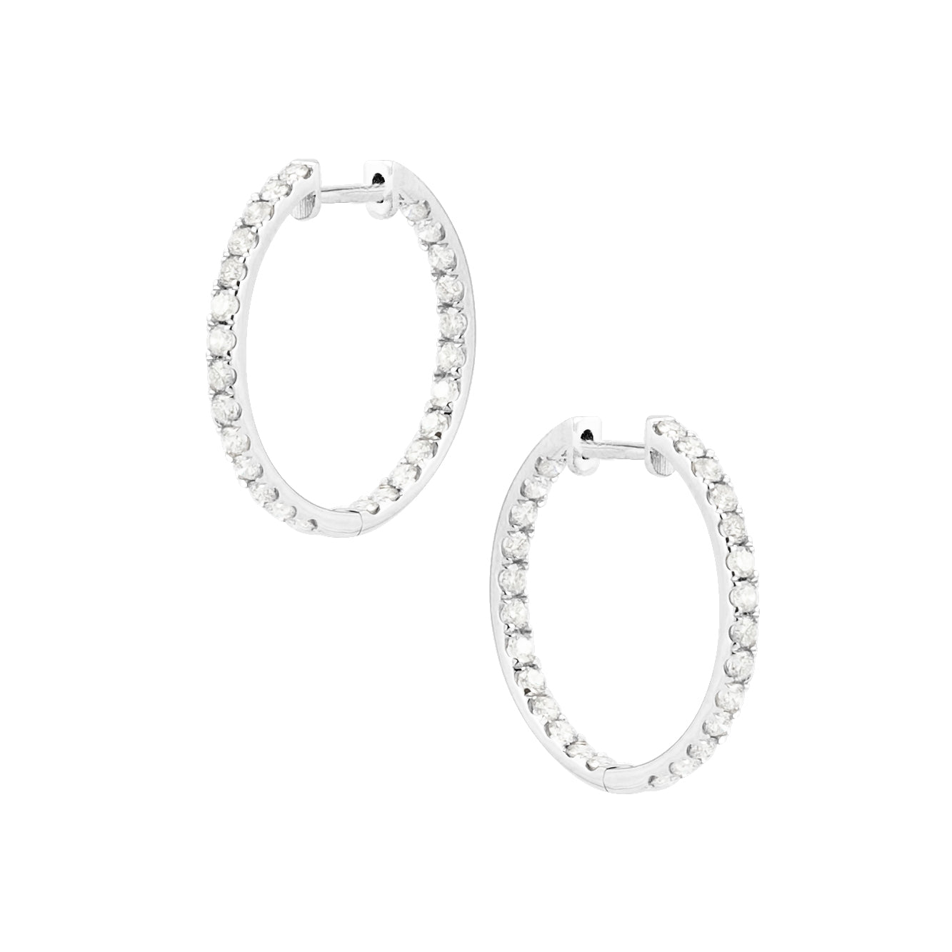 WHITE GOLD AND DIAMOND IN&OUT HOOPS.