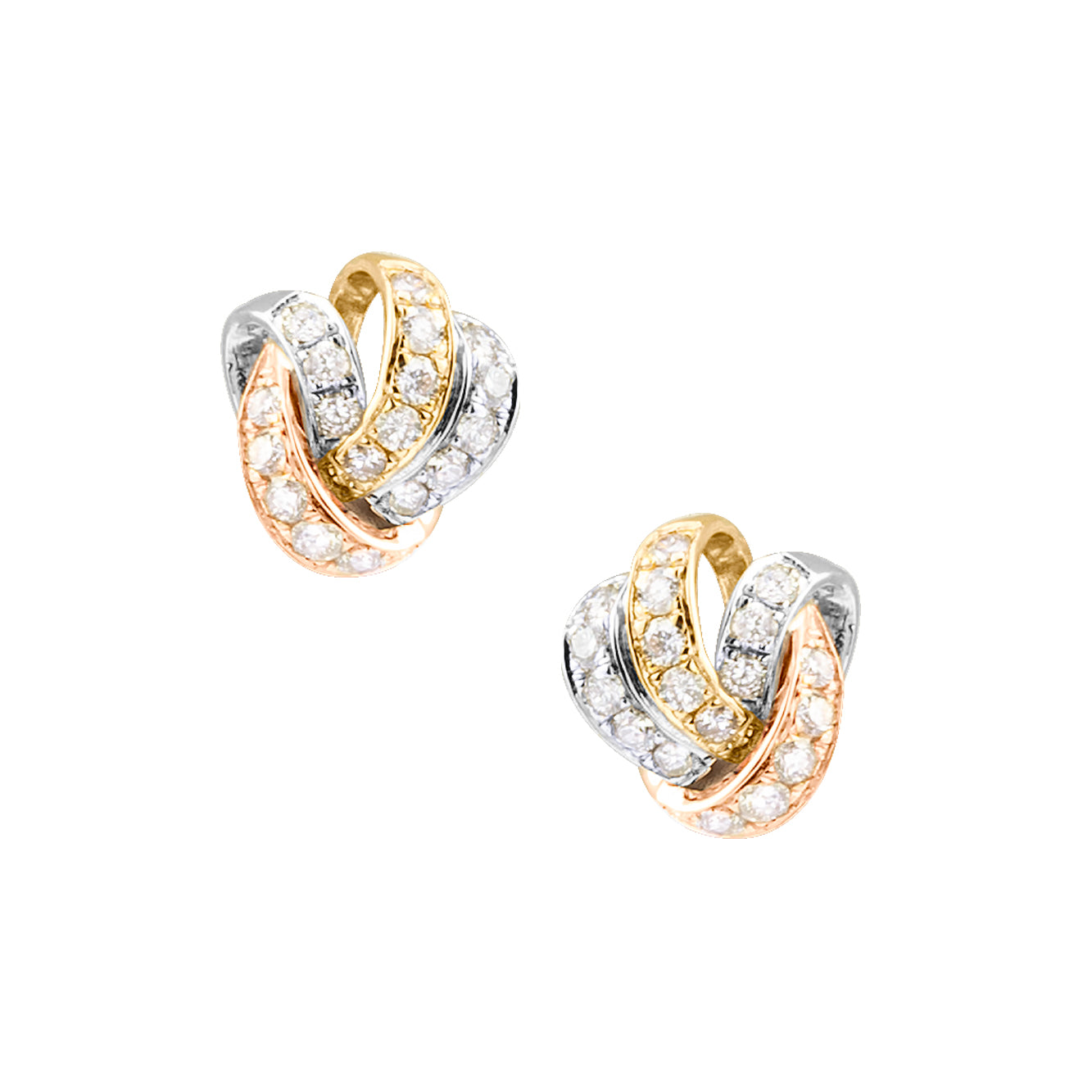 TRICOLOR GOLD AND DIAMOND STUDS