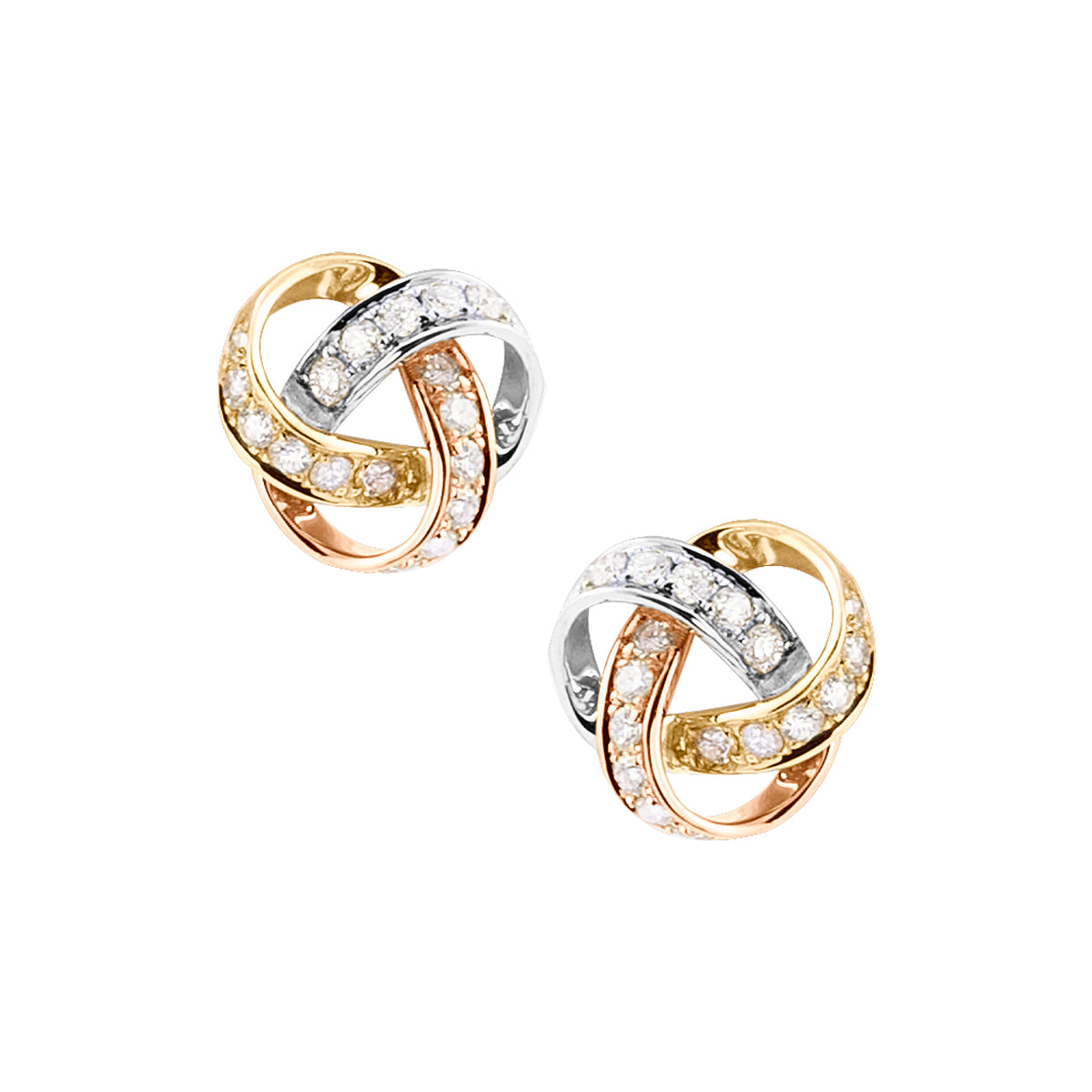 TRICOLOR GOLD AND DIAMOND STUDS