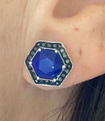 LARGE LAPIS HELIX WITH BLACK DIAMONDS