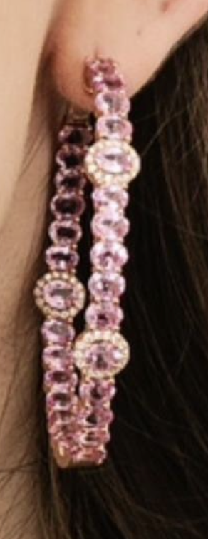LARGE PINK SAPPHIRE & DIAMOND HOOPS