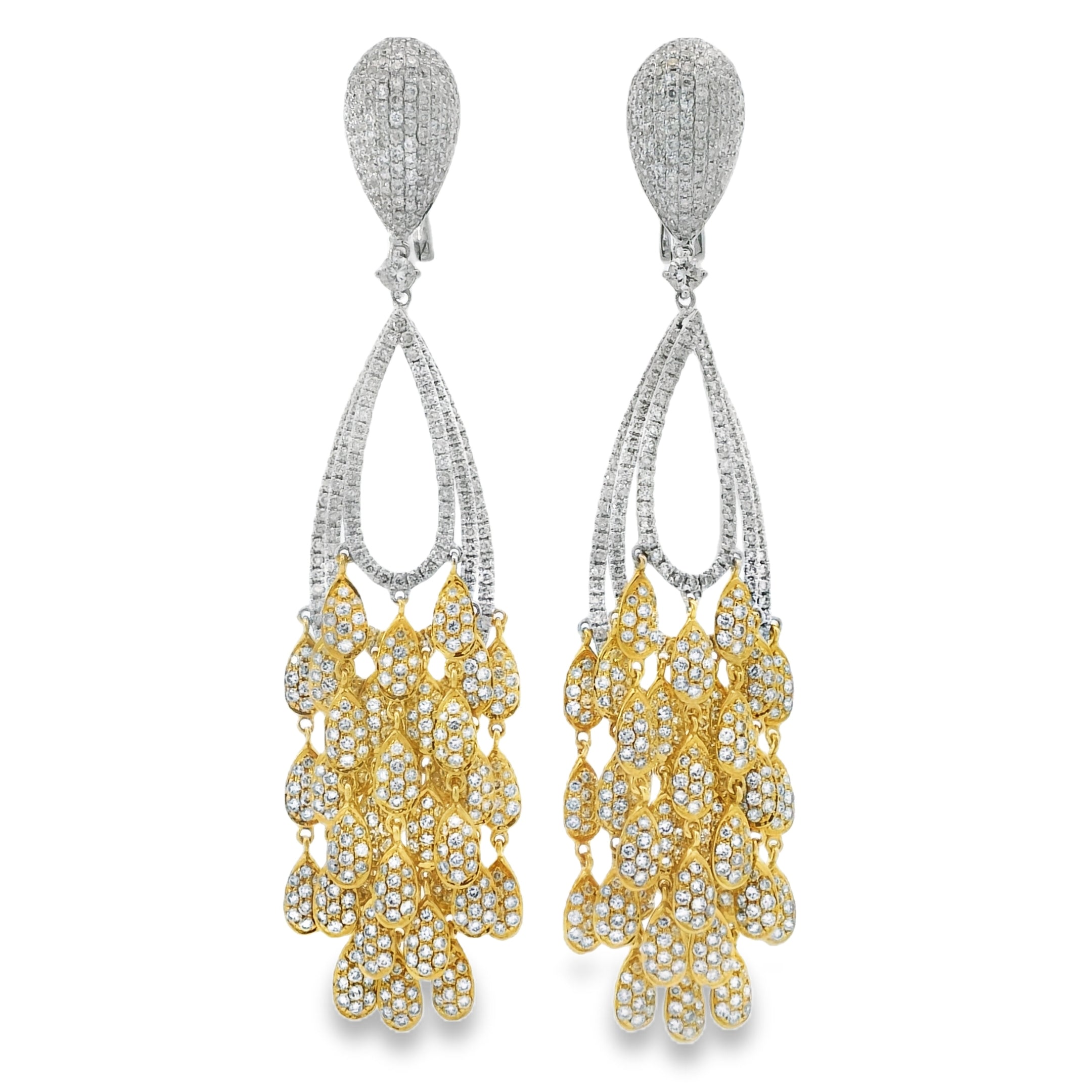WHITE & YELLOW GOLD DIAMOND DROP EARRINGS