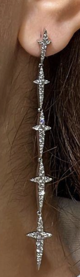 LONG DIAMOND CROSS EARRINGS