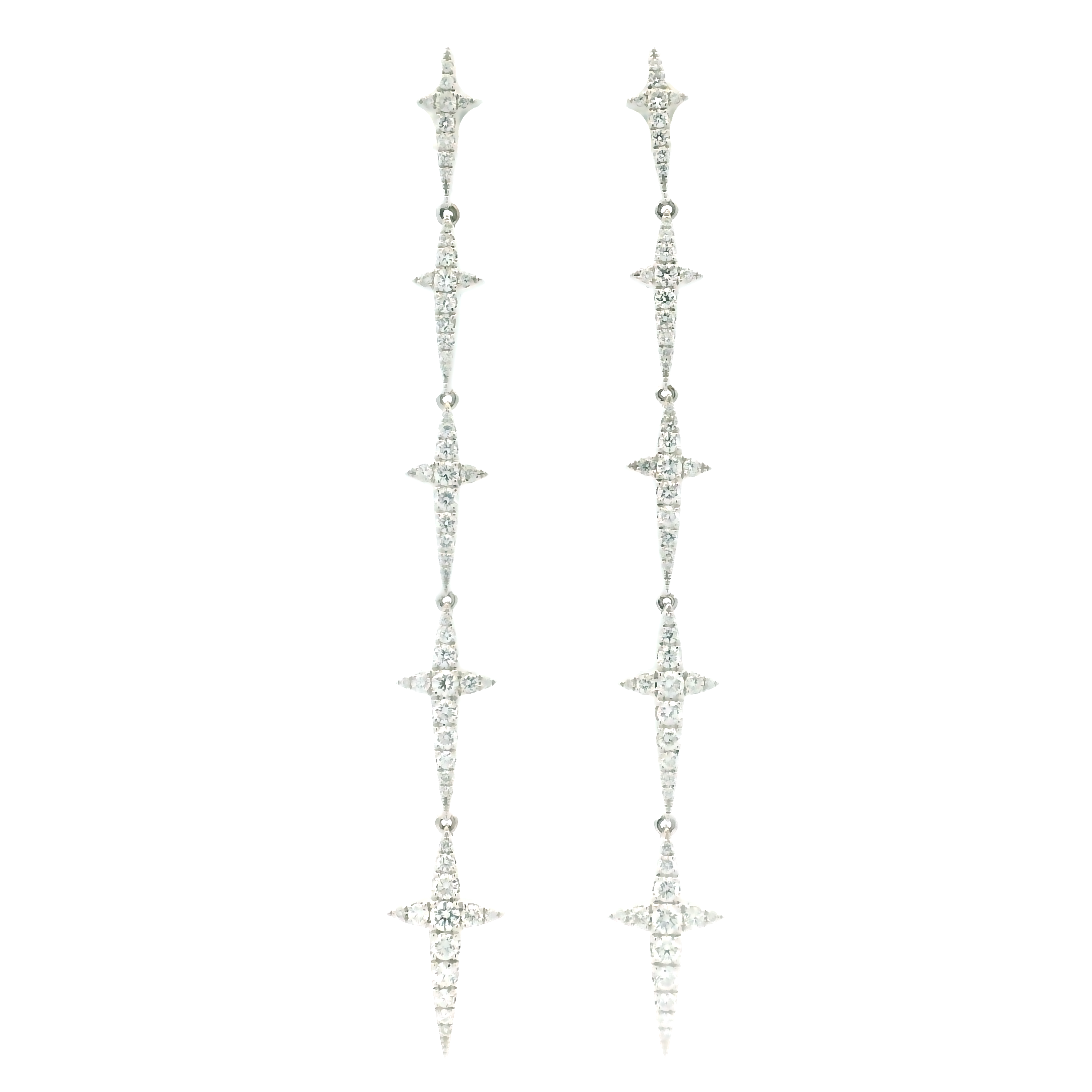 LONG DIAMOND CROSS EARRINGS