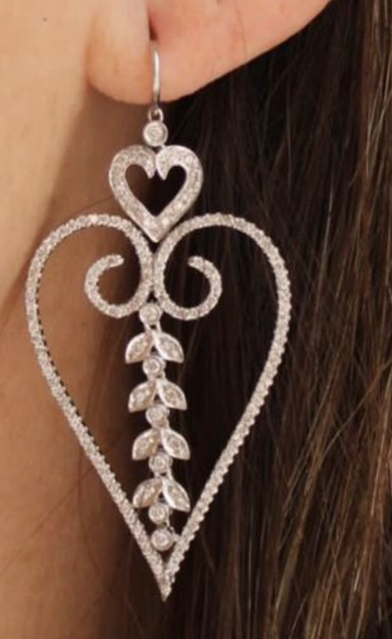 LONG INVERTED HEART DIAMOND EARRINGS
