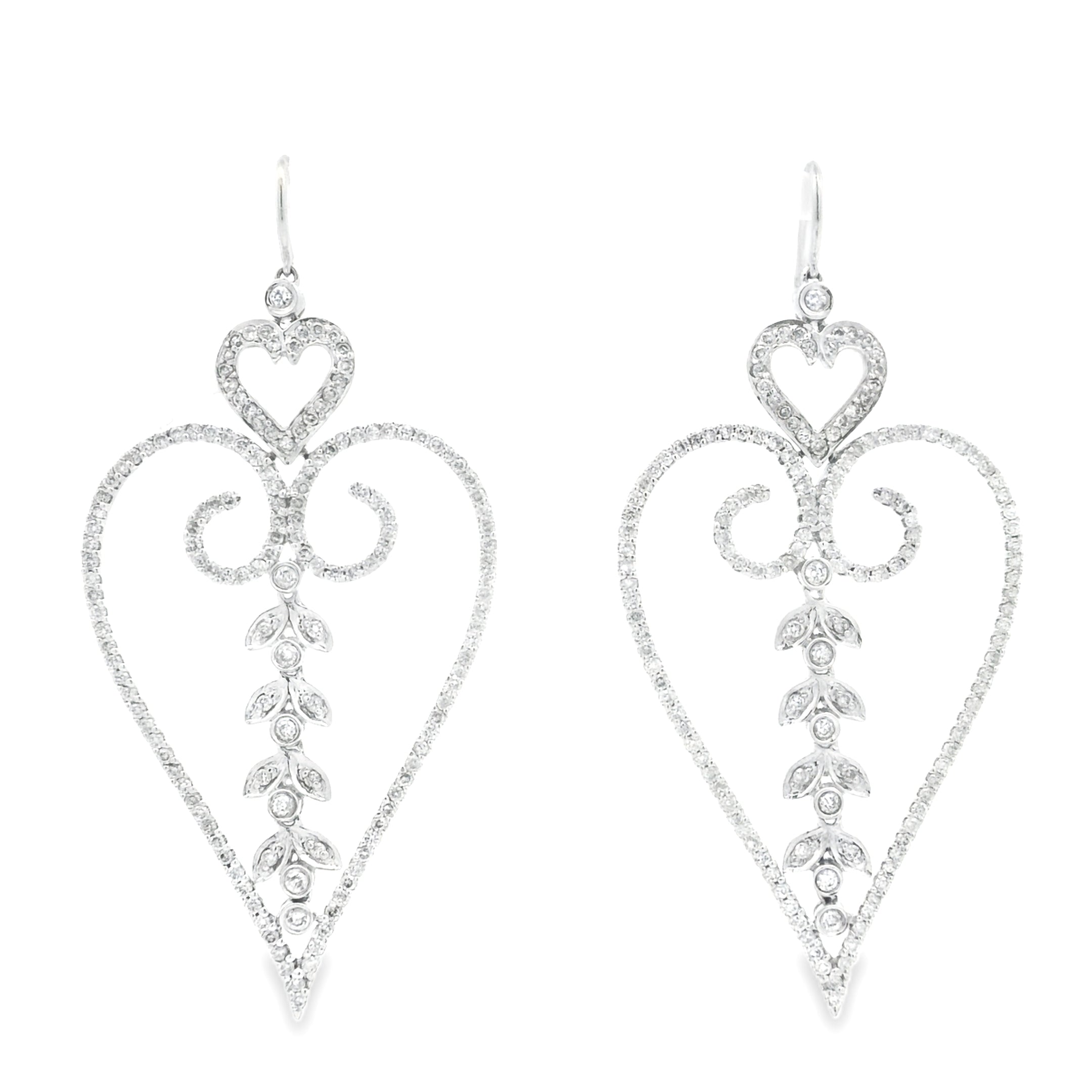 LONG INVERTED HEART DIAMOND EARRINGS