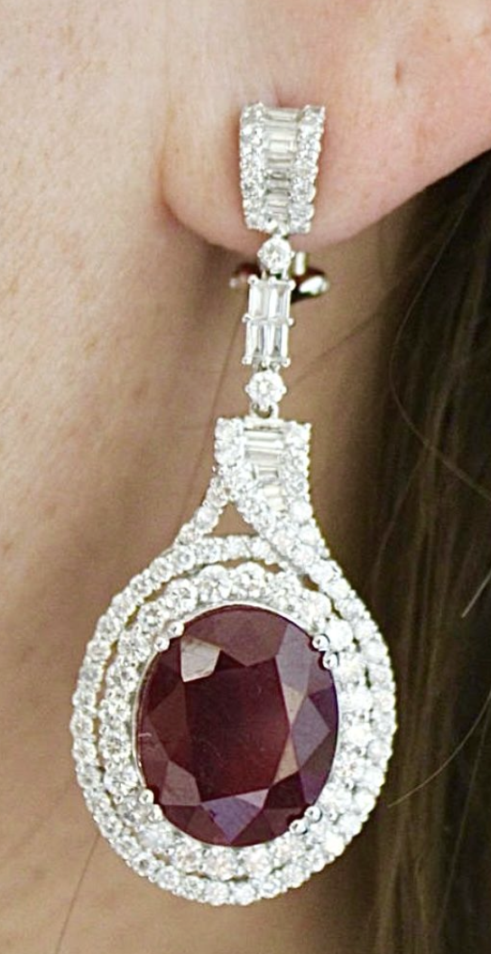 LONG RUBY AND DIAMOND EARRINGS