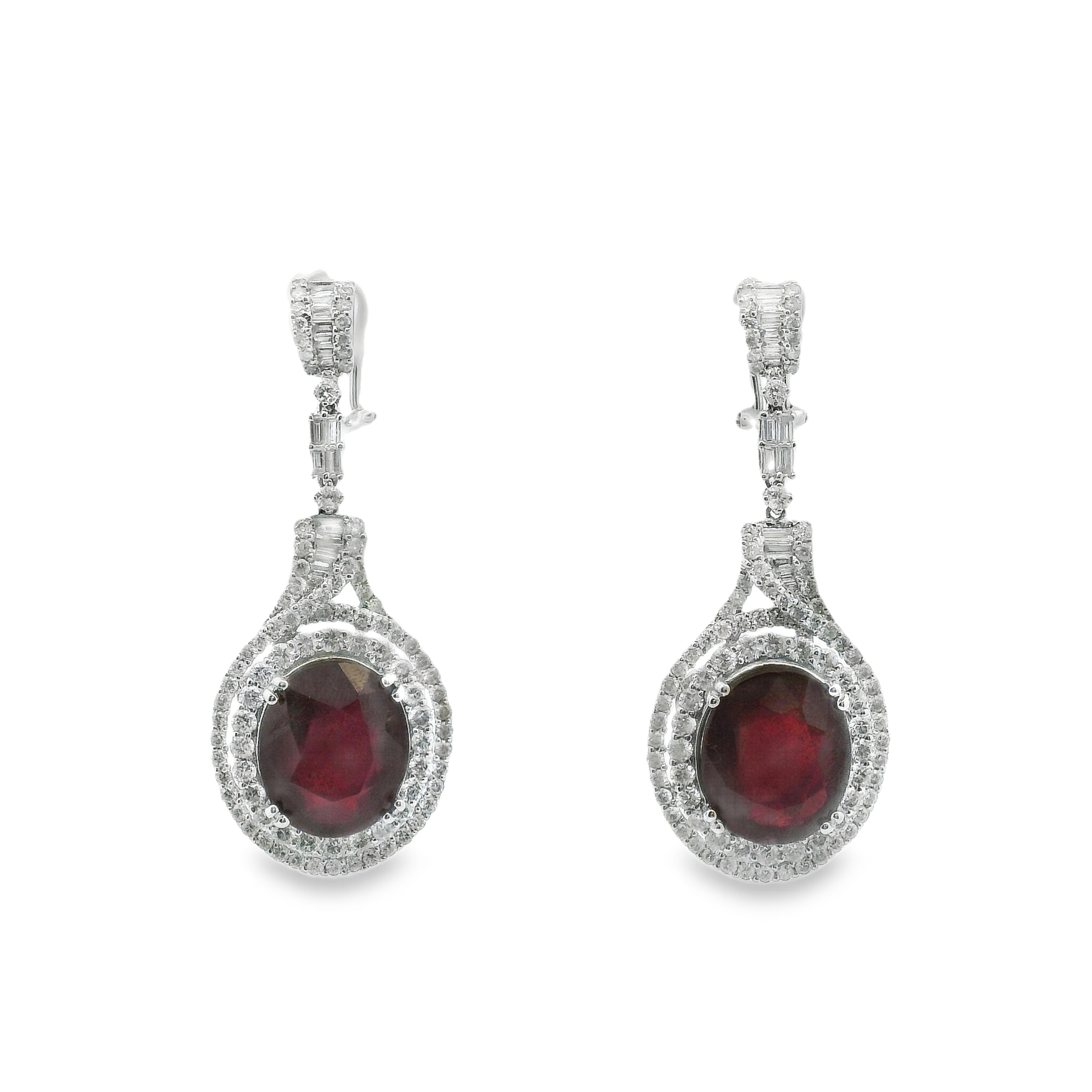 LONG RUBY AND DIAMOND EARRINGS