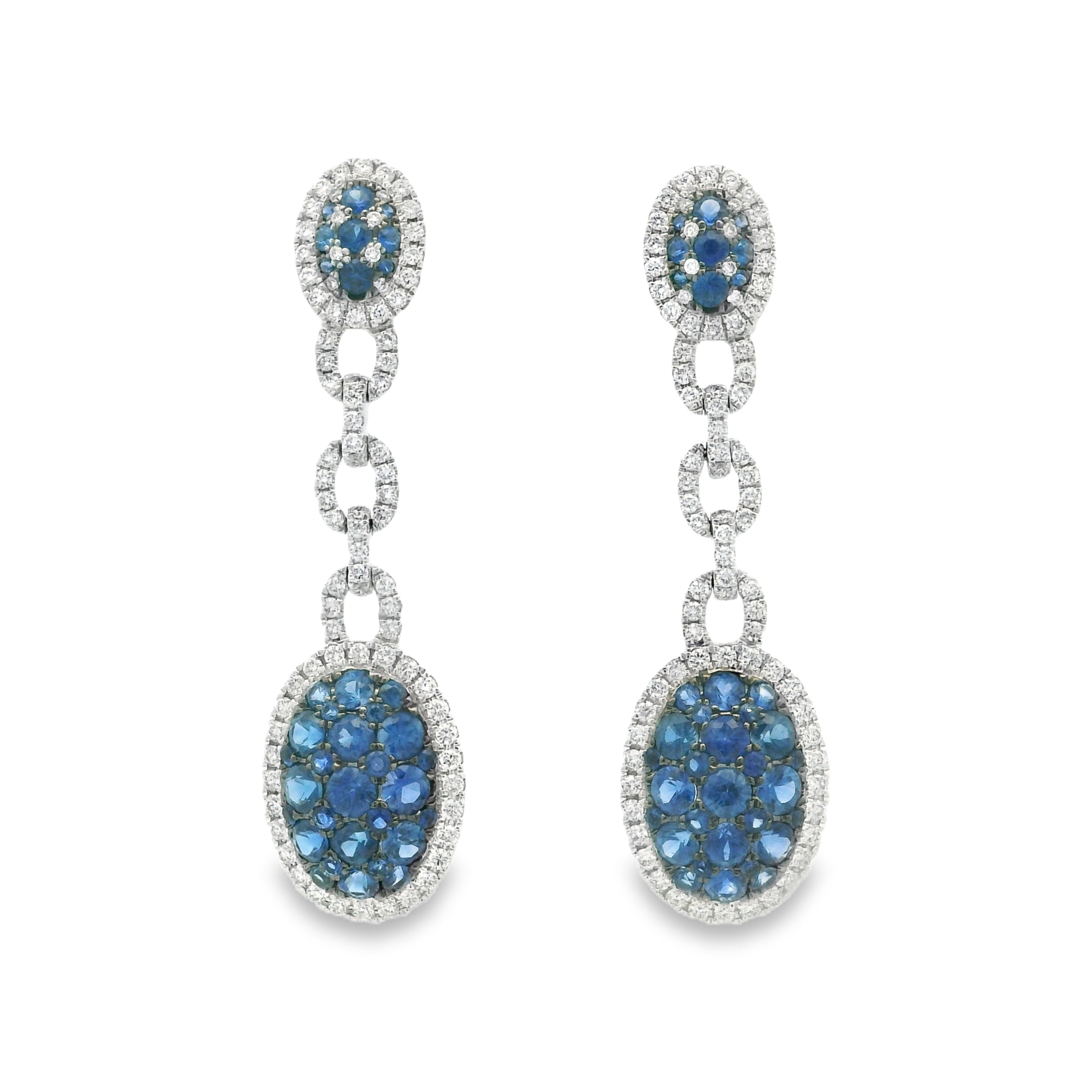 LONG SAPPHIRE AND DIAMOND EARRINGS