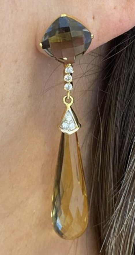 LONG SMOKY TOPAZ AND CETRINE TRESOR