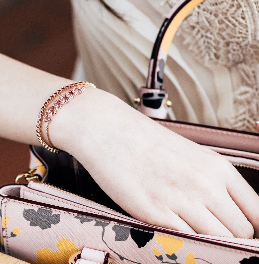 SLIDER CHAIN BRACELET PINK SAPPHIRES