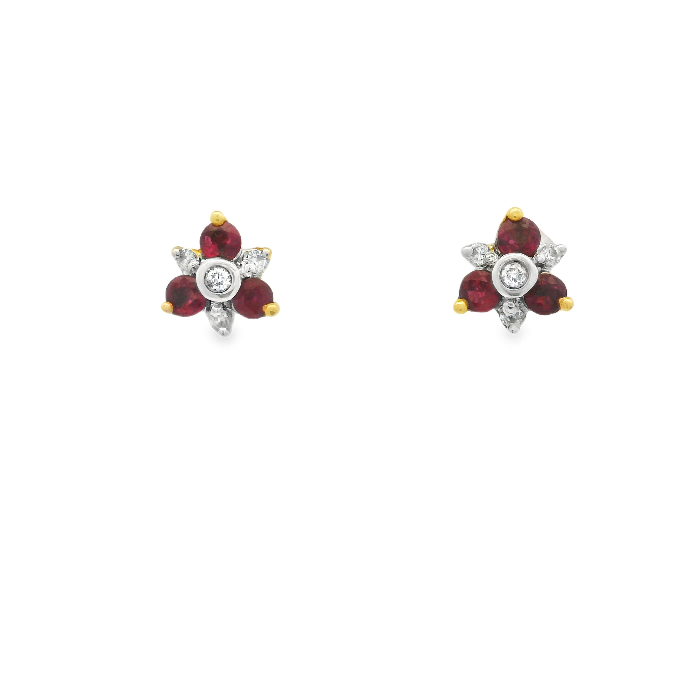 MINI RUBY FLOWER EARRINGS