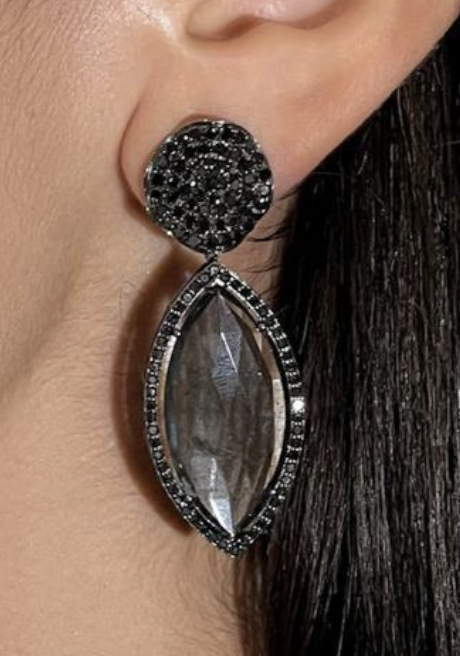 ORCHID AQUAMARINE & BLACK DIAMOND DROPS