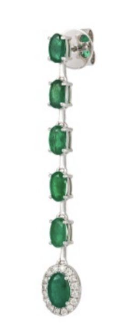 OVAL EMERALD AND DIAMOND DROP EARRINGS
