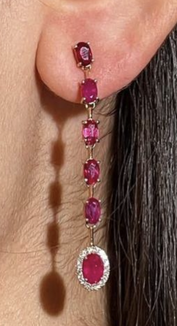 OVAL RUBY & DIAMOND DROP EARRINGS